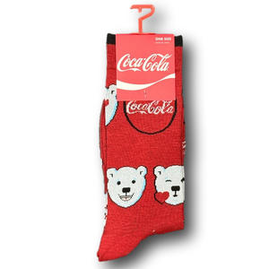 3/$20 Coca Cola Soda Polar Bears Funny Novelty Crew Socks - NWT